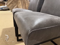 Set van 2 eetkamerstoelen, grijs afrikaleer, zwart metalen onderstel - afbeelding 5 van  5