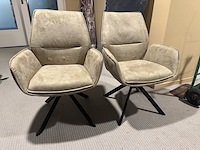 Set van 2 eetkamerstoelen, groen microvezelstof, zwart metalen poten - afbeelding 1 van  5