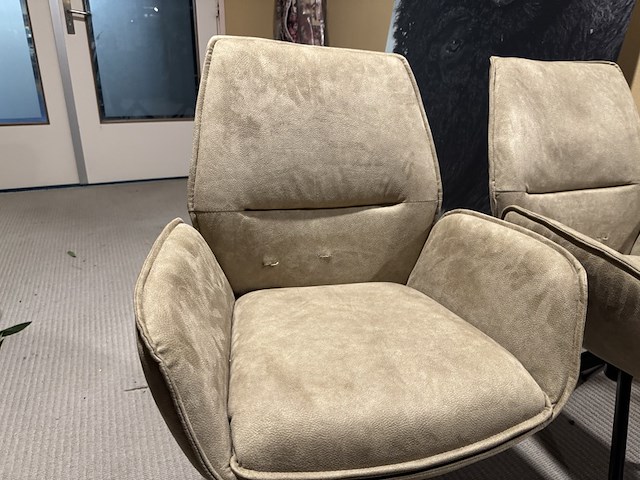 Set van 2 eetkamerstoelen, groen microvezelstof, zwart metalen poten - afbeelding 2 van  5