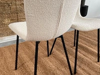 Set van 2 eetkamerstoelen in wit bouclé wit / zwart - afbeelding 4 van  6