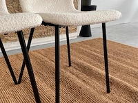 Set van 2 eetkamerstoelen in wit bouclé wit / zwart - afbeelding 6 van  6