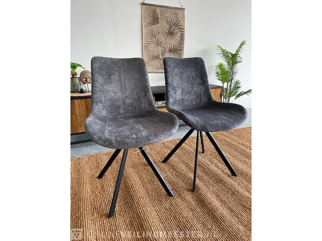 Set van 2 industriële eetkamerstoelen in antraciet antraciet / zwart - afbeelding 1 van  7