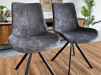 Set van 2 industriële eetkamerstoelen in antraciet antraciet / zwart - afbeelding 1 van  7
