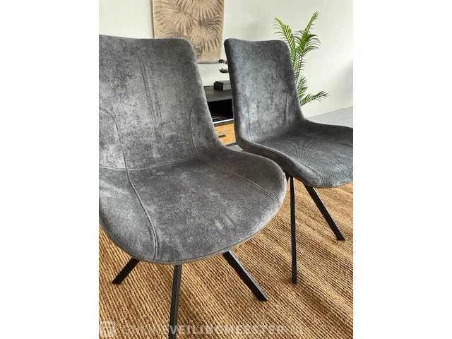 Set van 2 industriële eetkamerstoelen in antraciet antraciet / zwart - afbeelding 2 van  7