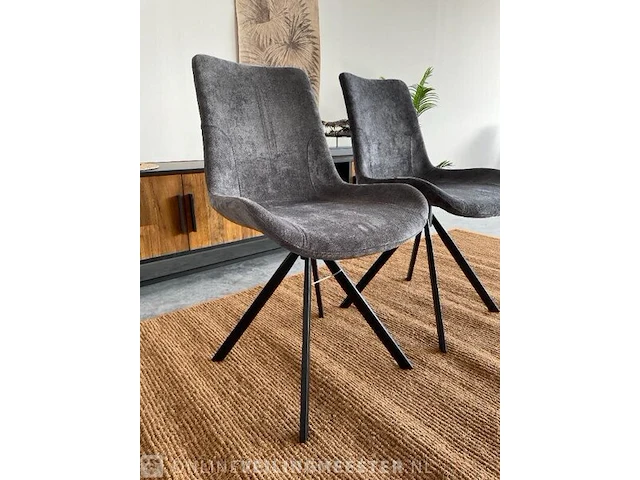 Set van 2 industriële eetkamerstoelen in antraciet antraciet / zwart - afbeelding 3 van  7