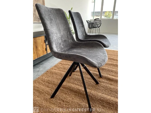 Set van 2 industriële eetkamerstoelen in antraciet antraciet / zwart - afbeelding 4 van  7