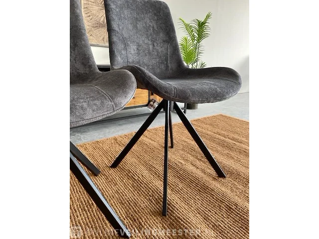 Set van 2 industriële eetkamerstoelen in antraciet antraciet / zwart - afbeelding 6 van  7