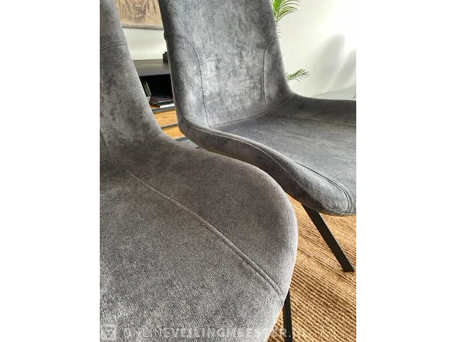 Set van 2 industriële eetkamerstoelen in antraciet antraciet / zwart - afbeelding 7 van  7