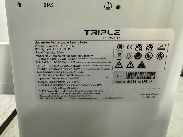 Set van 20 full black zonnepanelen (405 wp) met solax 8.0k hybride omvormer en solax 5.8kwh master pack en solax batterij 5.8kwh slave unit - afbeelding 6 van  34