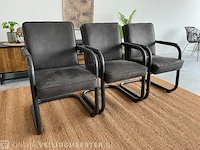 Set van 3 industriële eetkamerstoelen in antraciet rusty furniture, antraciet / zwart - afbeelding 1 van  9