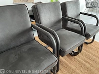 Set van 3 industriële eetkamerstoelen in antraciet rusty furniture, antraciet / zwart - afbeelding 2 van  9