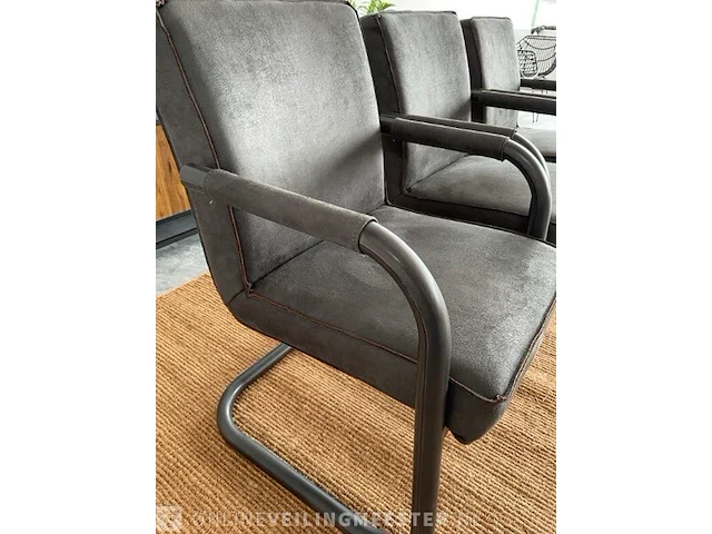 Set van 3 industriële eetkamerstoelen in antraciet rusty furniture, antraciet / zwart - afbeelding 4 van  9