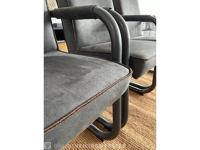 Set van 3 industriële eetkamerstoelen in antraciet rusty furniture, antraciet / zwart - afbeelding 6 van  9