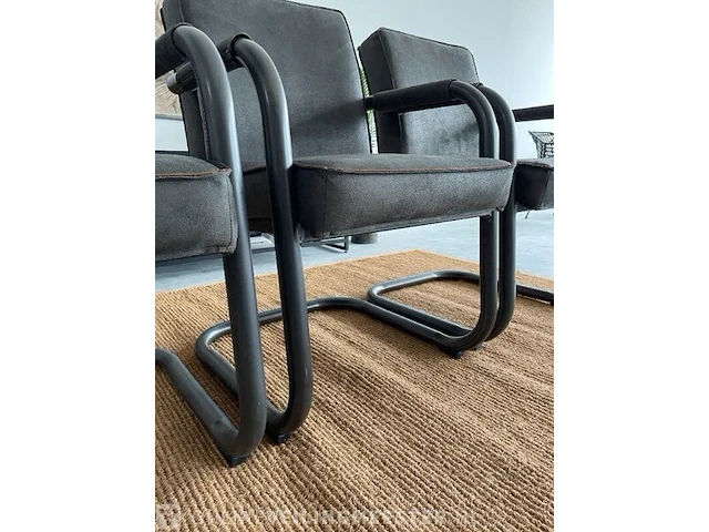 Set van 3 industriële eetkamerstoelen in antraciet rusty furniture, antraciet / zwart - afbeelding 7 van  9