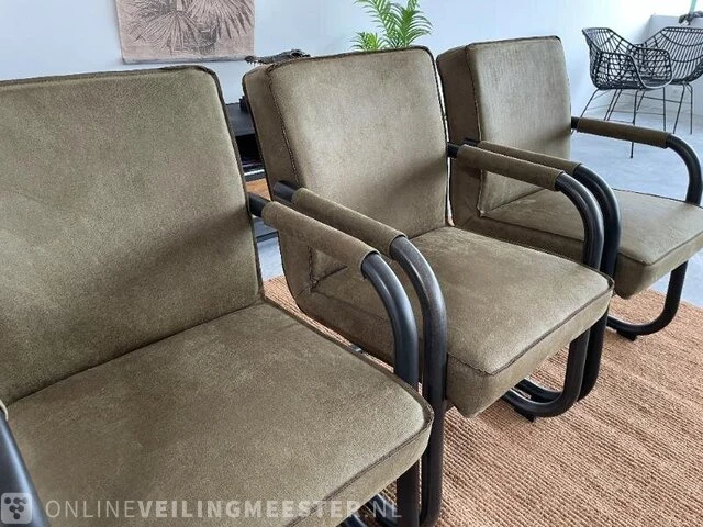 Set van 3 industriële eetkamerstoelen in olive green rusty furniture, groen / zwart - afbeelding 2 van  9