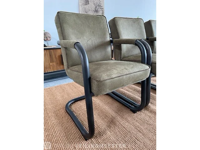 Set van 3 industriële eetkamerstoelen in olive green rusty furniture, groen / zwart - afbeelding 3 van  9