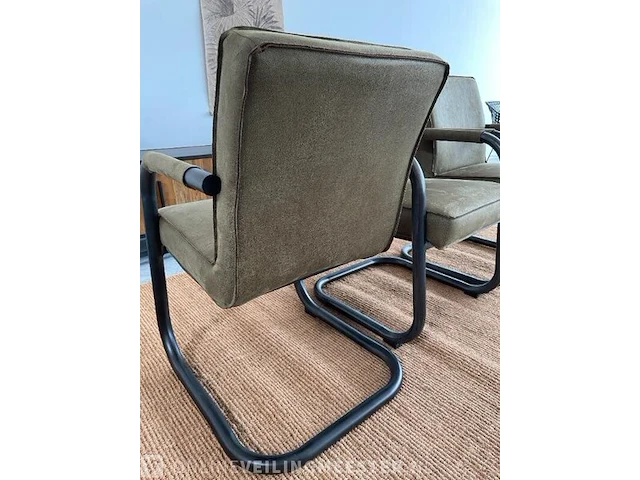Set van 3 industriële eetkamerstoelen in olive green rusty furniture, groen / zwart - afbeelding 4 van  9