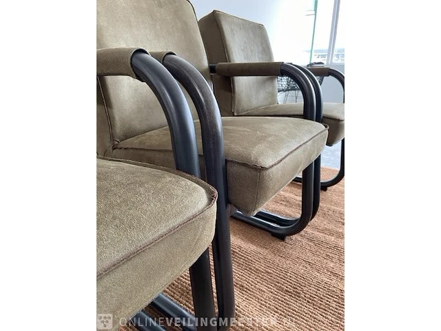 Set van 3 industriële eetkamerstoelen in olive green rusty furniture, groen / zwart - afbeelding 5 van  9