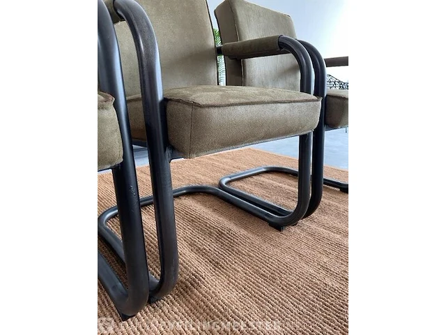 Set van 3 industriële eetkamerstoelen in olive green rusty furniture, groen / zwart - afbeelding 7 van  9