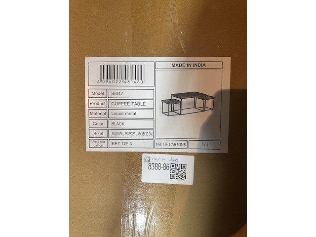 Set van 3 salontafels, zwart metaal - afbeelding 1 van  1
