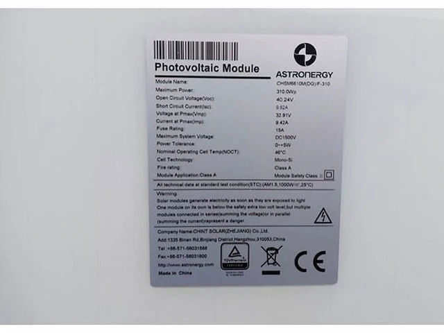 Set van 36 astronergy 310 wp glas-glas zonnepanelen en 1 blaupunkt bpt-v03-10.0 omvormer (3-fase) - afbeelding 6 van  10