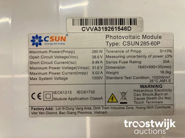 Set van 4 csun 285-60p zonnepanelen en 1 saj 1.0 omvormer - afbeelding 7 van  11