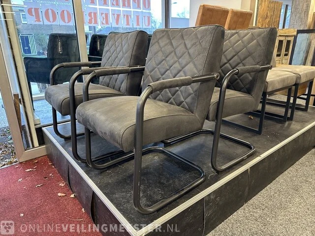 Set van 4 eetkamerstoelen, antraciet, ecoleer - afbeelding 1 van  4