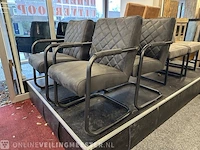 Set van 4 eetkamerstoelen, antraciet, ecoleer