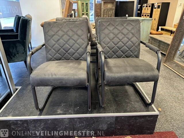 Set van 4 eetkamerstoelen, antraciet, ecoleer - afbeelding 2 van  4
