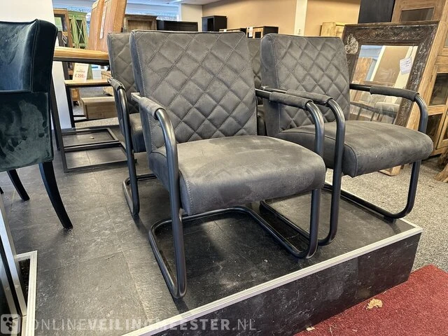 Set van 4 eetkamerstoelen, antraciet, ecoleer - afbeelding 3 van  4