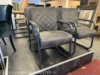 Set van 4 eetkamerstoelen, antraciet, ecoleer - afbeelding 3 van  4