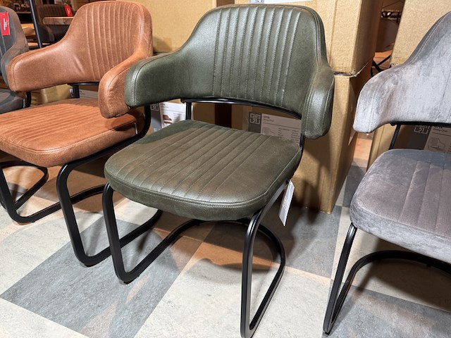 Set van 4 eetkamerstoelen, army microvezelstof, zwart metalen onderstel - afbeelding 1 van  4