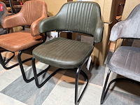 Set van 4 eetkamerstoelen, army microvezelstof, zwart metalen onderstel - afbeelding 1 van  4