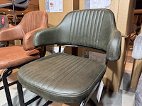 Set van 4 eetkamerstoelen, army microvezelstof, zwart metalen onderstel - afbeelding 2 van  4
