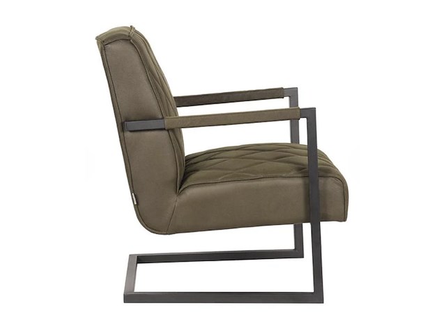 Set van 4 eetkamerstoelen, army microvezelstof, zwart metalen onderstel - afbeelding 4 van  5