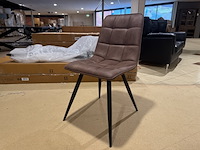 Set van 4 eetkamerstoelen, bruin microvezelstof, zwart metalen poten - afbeelding 1 van  4