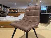 Set van 4 eetkamerstoelen, bruin microvezelstof, zwart metalen poten - afbeelding 2 van  4