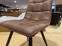 Set van 4 eetkamerstoelen, bruin microvezelstof, zwart metalen poten - afbeelding 3 van  4