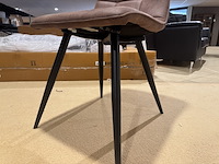 Set van 4 eetkamerstoelen, bruin microvezelstof, zwart metalen poten - afbeelding 4 van  4