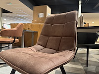 Set van 4 eetkamerstoelen, bruin microvezelstof, zwart metalen poten - afbeelding 5 van  5