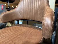 Set van 4 eetkamerstoelen, cognac microvezelstof, zwart metalen onderstel - afbeelding 3 van  4