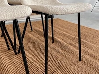 Set van 4 eetkamerstoelen in wit bouclé wit / zwart - afbeelding 6 van  6