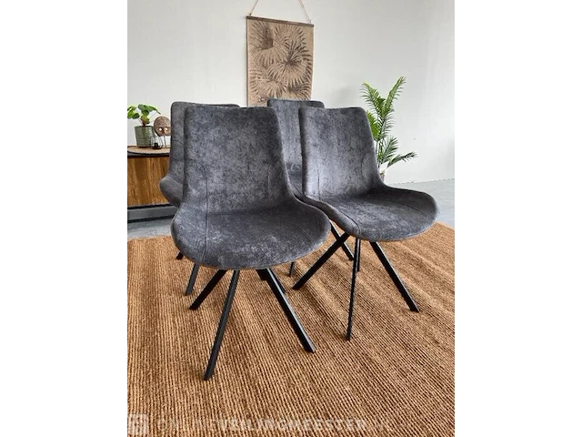 Set van 4 industriële eetkamerstoelen in antraciet antraciet / zwart - afbeelding 1 van  6