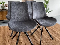 Set van 4 industriële eetkamerstoelen in antraciet antraciet / zwart - afbeelding 1 van  6