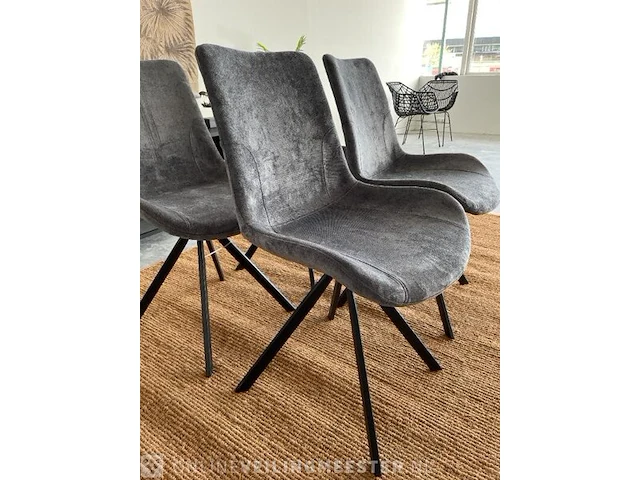 Set van 4 industriële eetkamerstoelen in antraciet antraciet / zwart - afbeelding 3 van  6