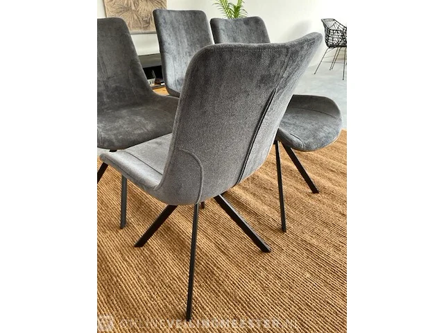 Set van 4 industriële eetkamerstoelen in antraciet antraciet / zwart - afbeelding 4 van  6