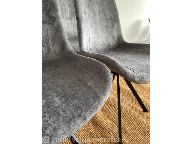Set van 4 industriële eetkamerstoelen in antraciet antraciet / zwart - afbeelding 5 van  6