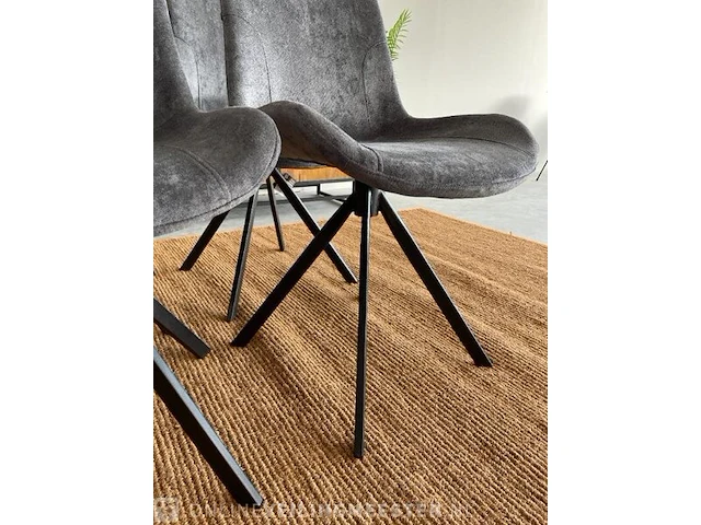 Set van 4 industriële eetkamerstoelen in antraciet antraciet / zwart - afbeelding 6 van  6