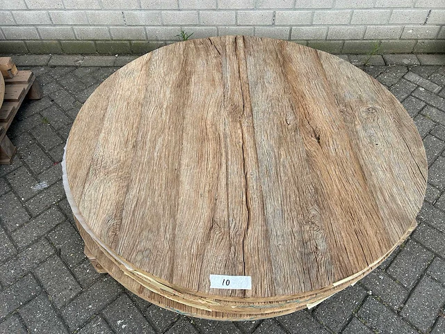 Set van 5 stuks eiken tafelbladen rond - afbeelding 1 van  4