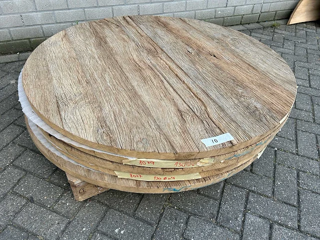 Set van 5 stuks eiken tafelbladen rond - afbeelding 2 van  4